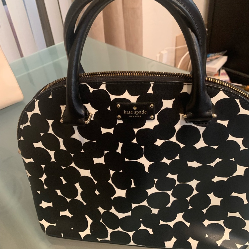 Kate Spade Black and White Floral Satchel